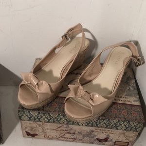 Blush pink Open toe wedge shoe